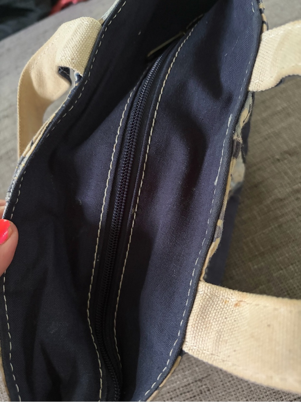 L.L. Bean Vintage Boat & Tote Mini Madras Rare Plaid Blue Hawaiian Floral Canvas - Picture 7 of 11
